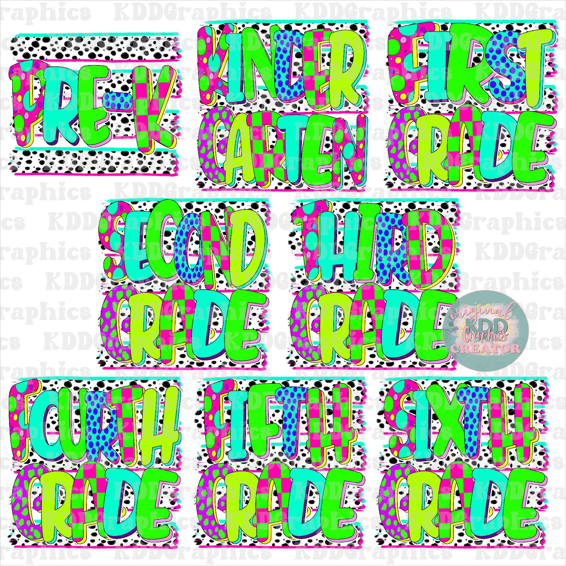 Neon Dots Brushstroke Grades BUNDLE PNG