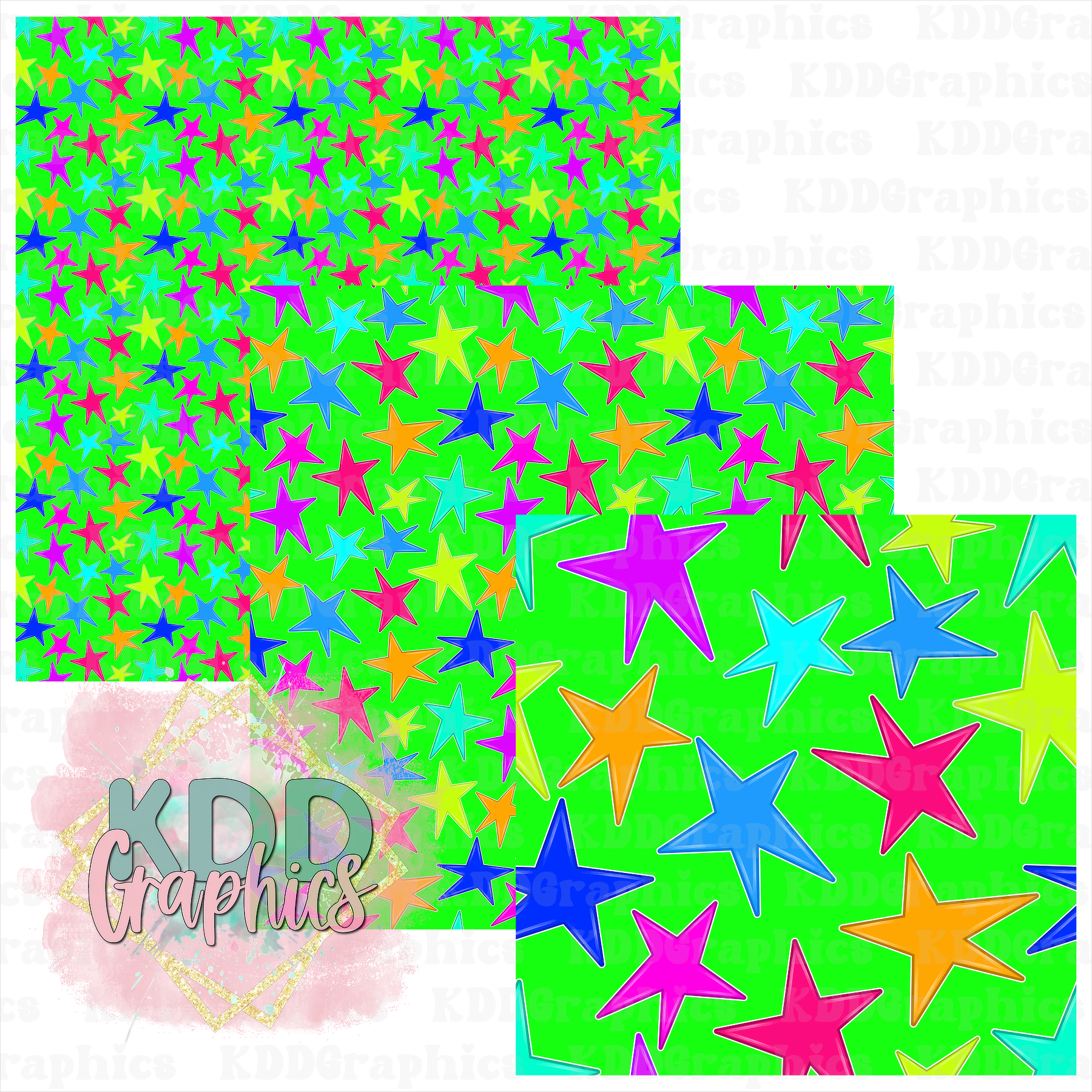 Neon Scribble Stars SEAMLESS Paper