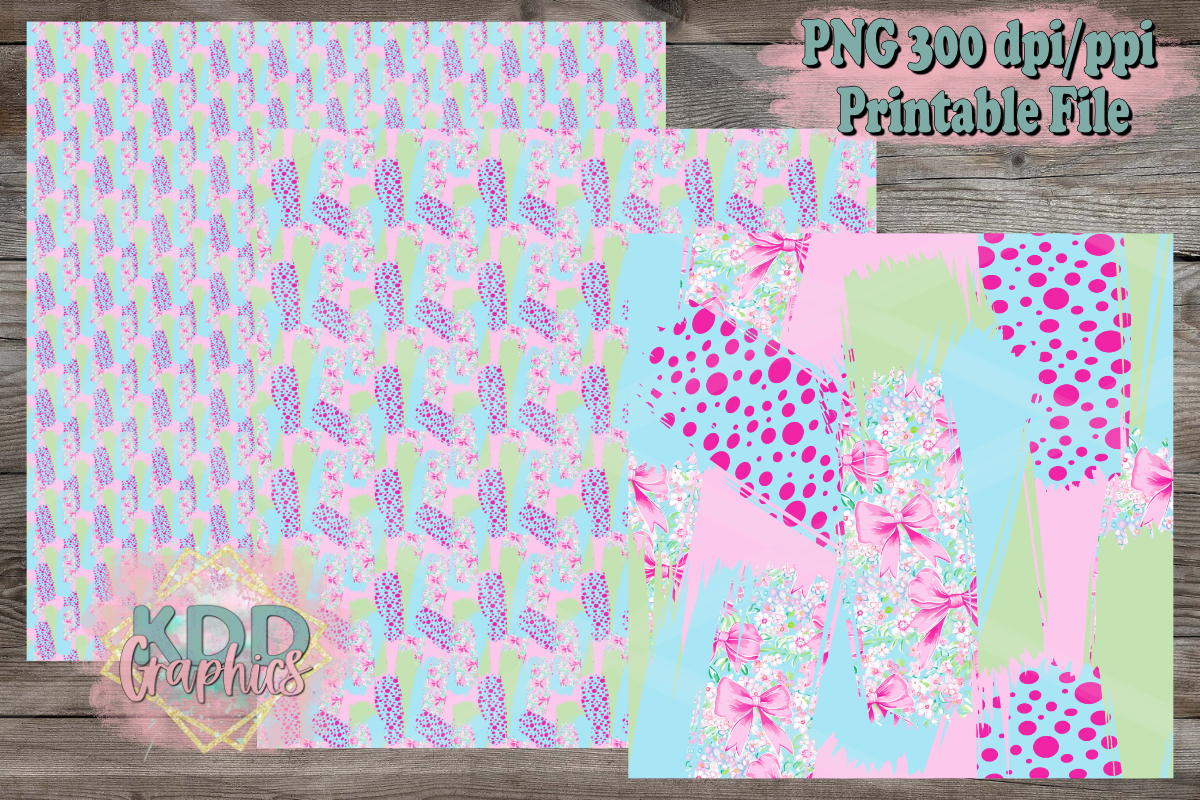 Pink Blue Coquette Bow Paint Brushstroke SEAMLESS Paper