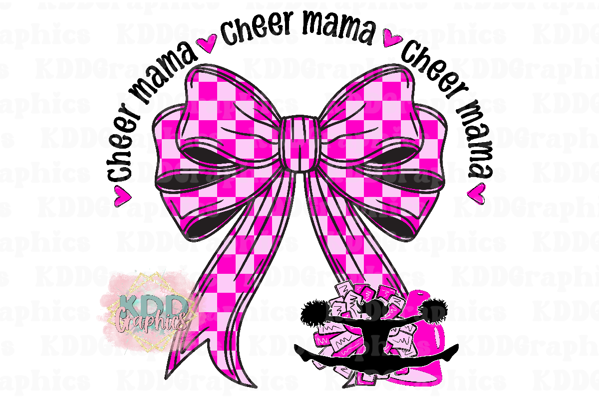 Pink Cheer Mama - Megaphone Pom Pom - Cheer Mom PNG