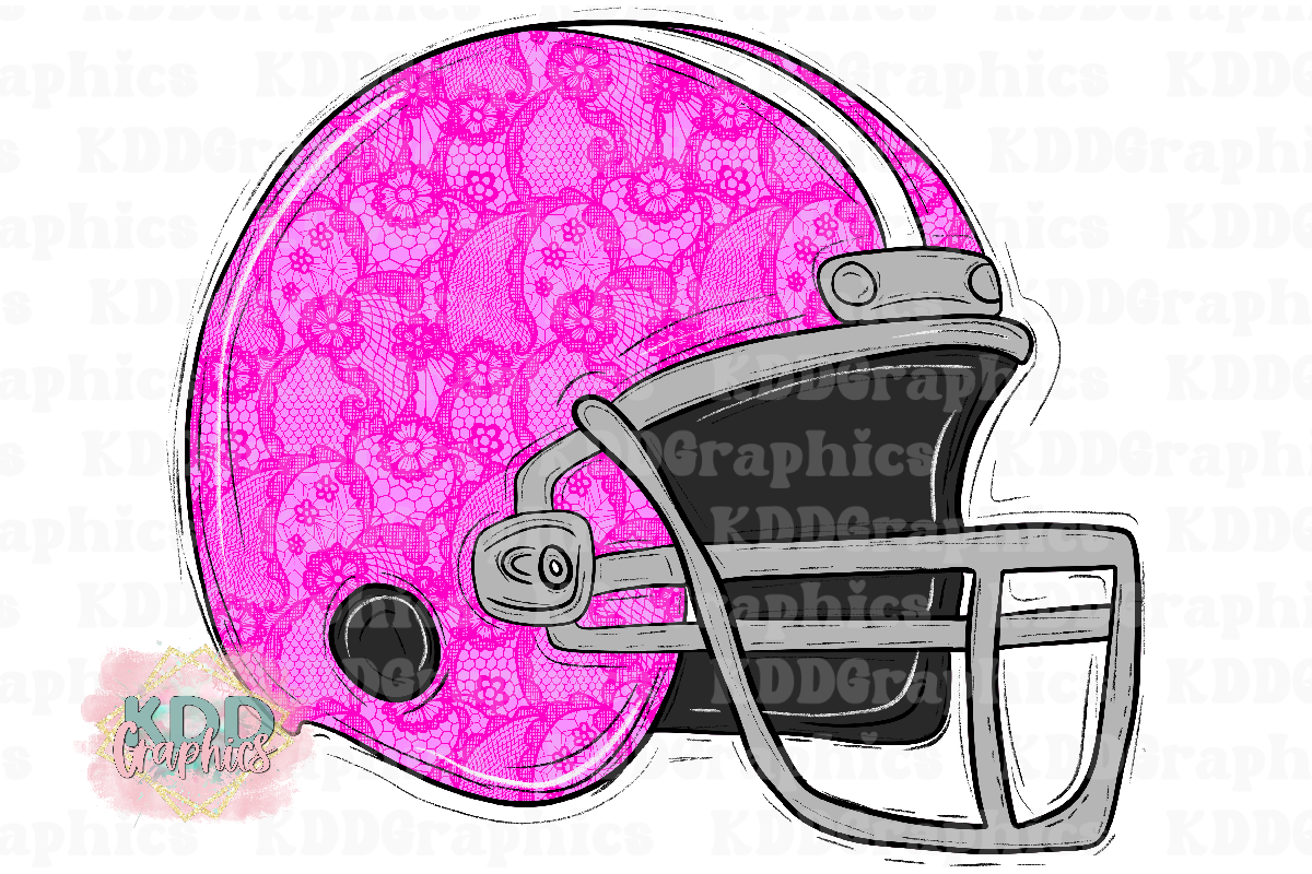 Pink Lace Football Helmet - Pink Football PNG