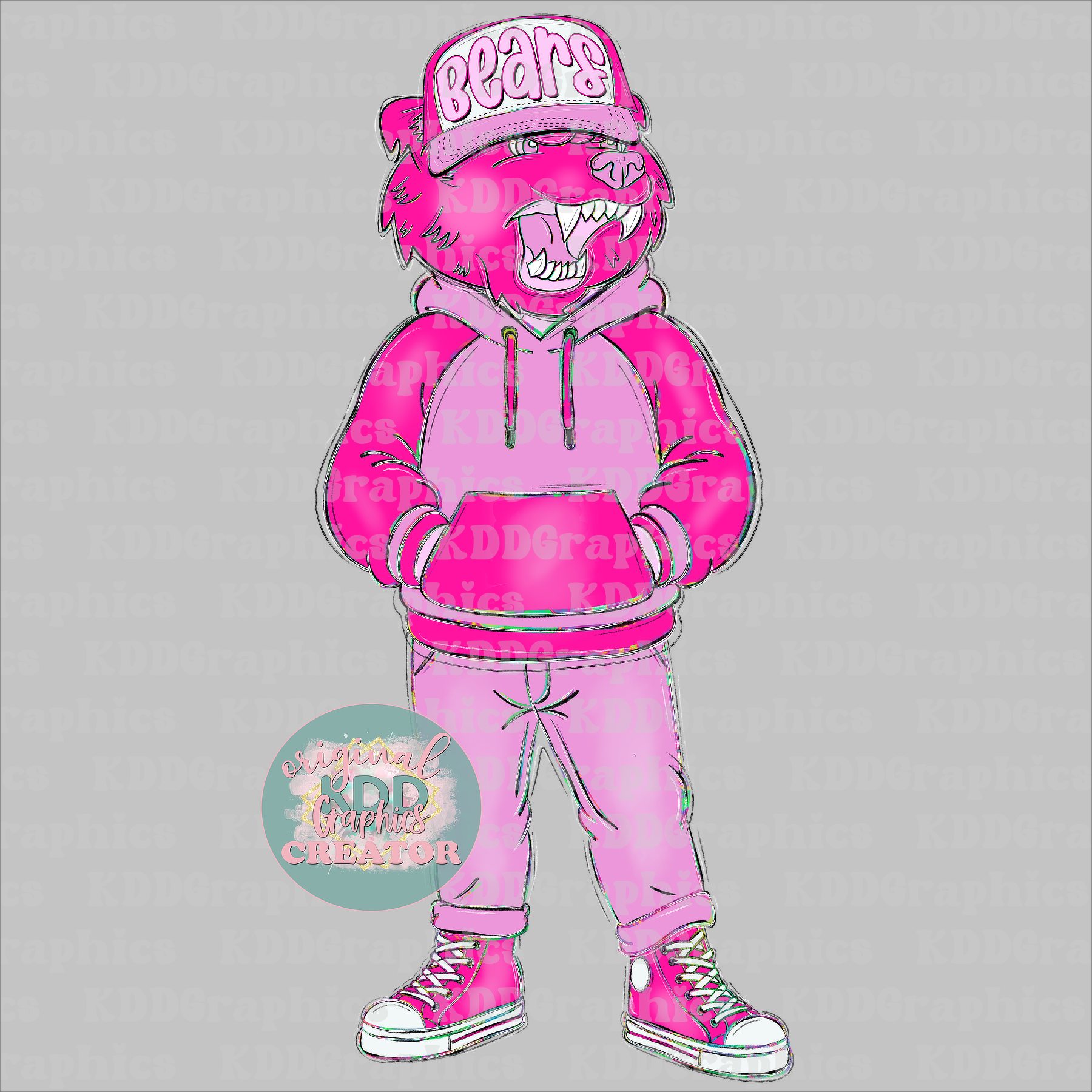 Preppy Bear Mascot Standing - Hoodie Trucker Cap - Bears School Spirit PNG