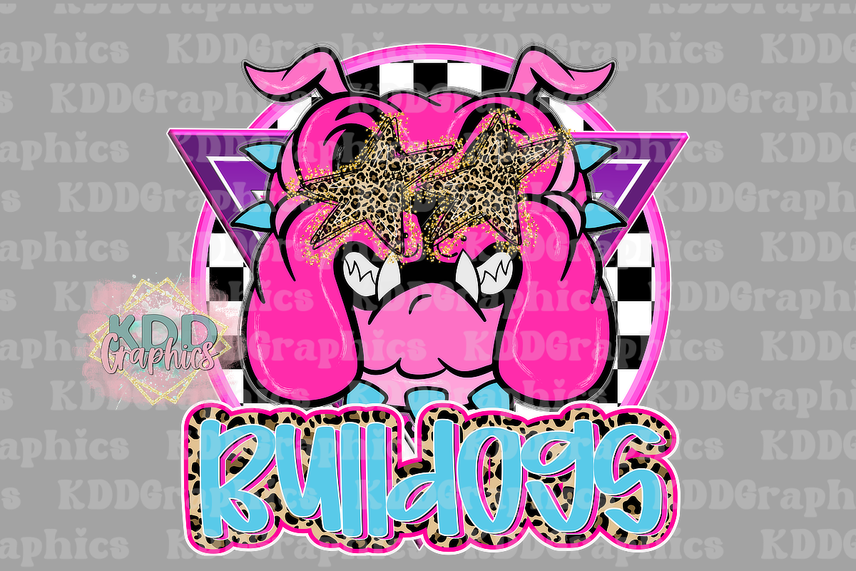 Preppy Doodle Bulldog Mascot Head - Bulldogs School Spirit PNG