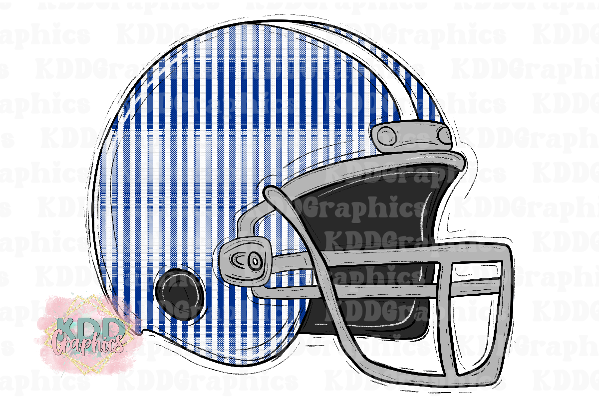 Preppy Football - Blue Seersucker Football PNG