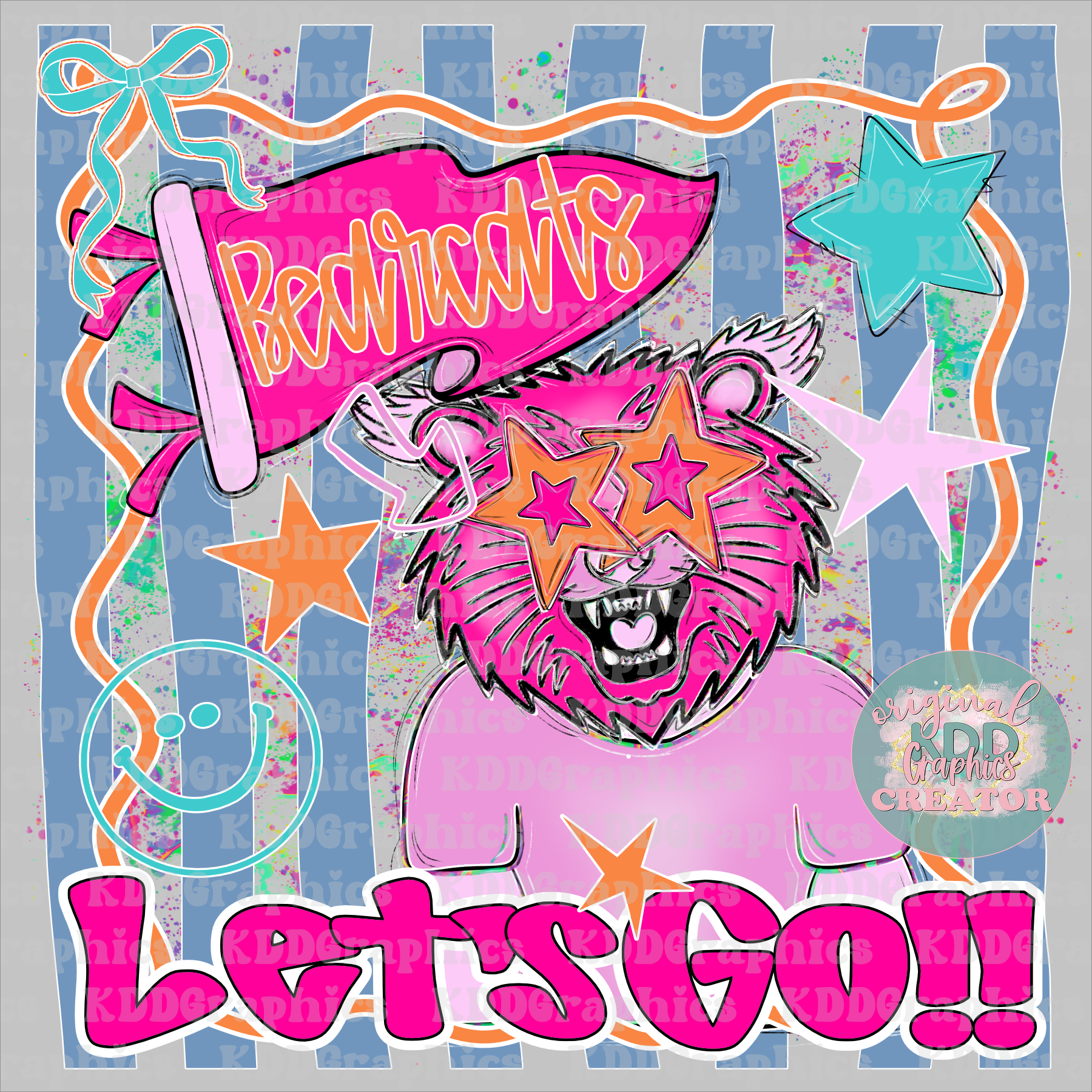 Preppy Let's Go Bearcats Mascot Pennant Flag - Doodles - Bearcat School Spirit PNG