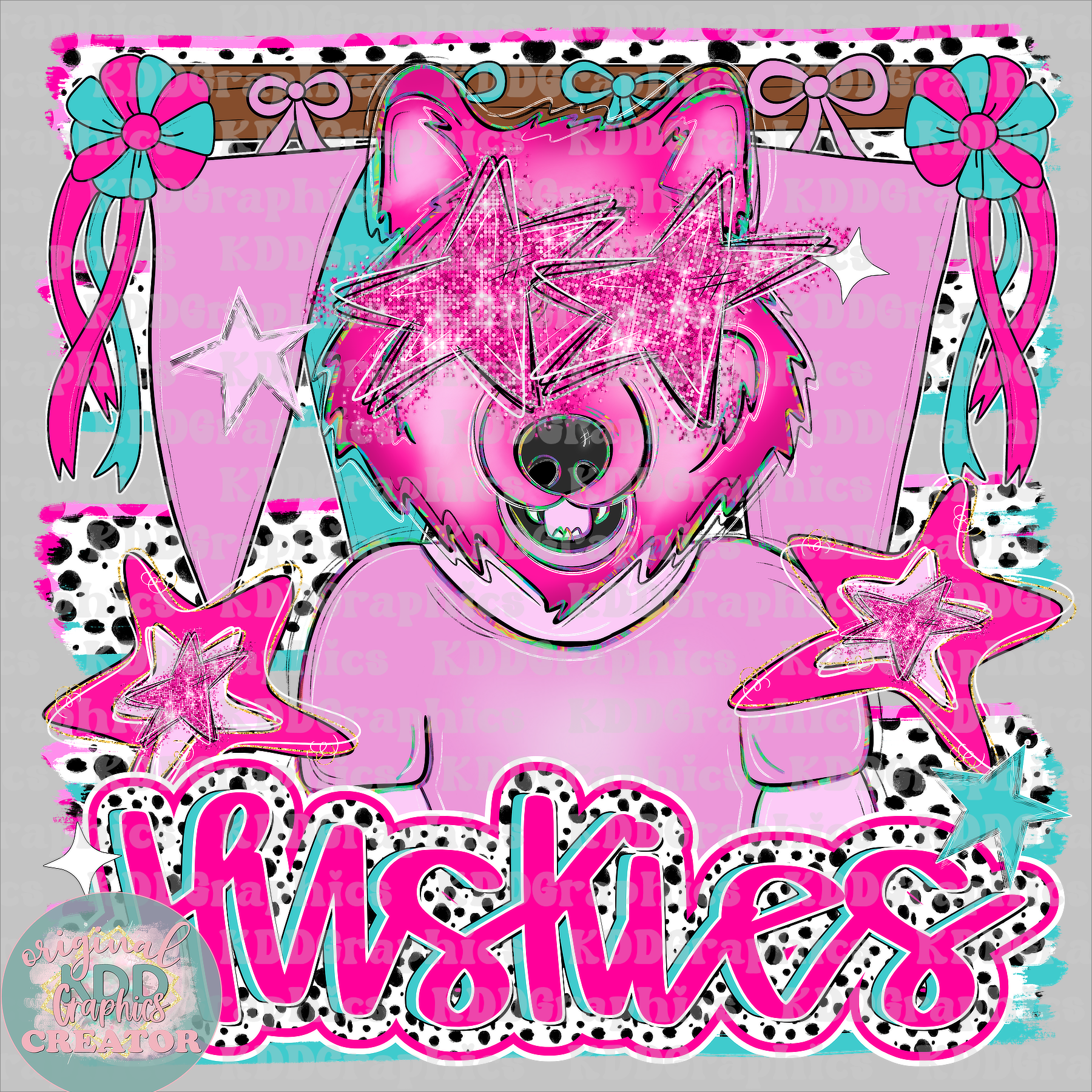 Preppy Let's Go Huskies Mascot Pennant Flag - Doodles - Husky School Spirit PNG