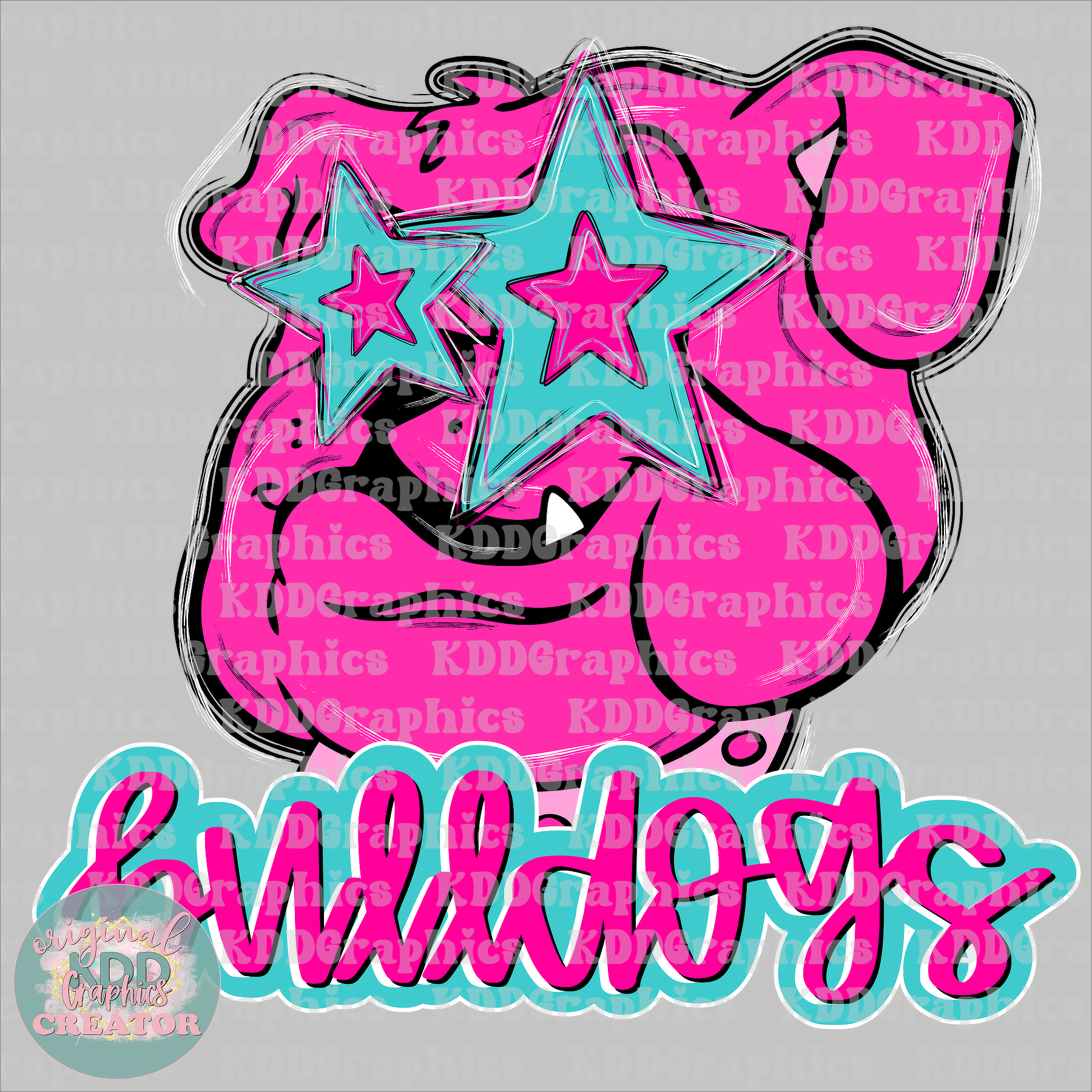 Preppy Pink Bulldog Mascot - Bulldogs School Spirit PNG