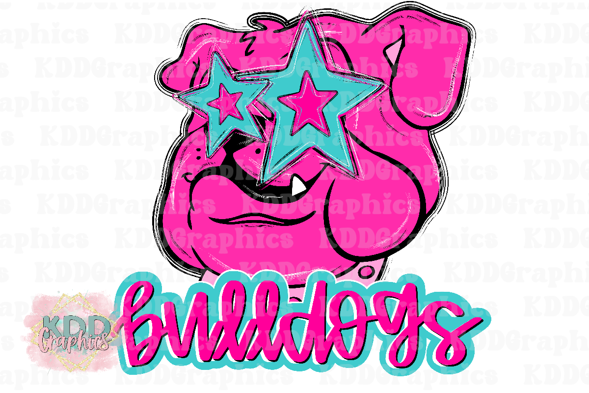 Preppy Pink Bulldog Mascot - Bulldogs School Spirit PNG