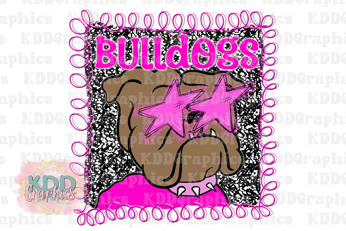 Preppy Pink Bulldog Mascot - Bulldogs School Spirit PNG