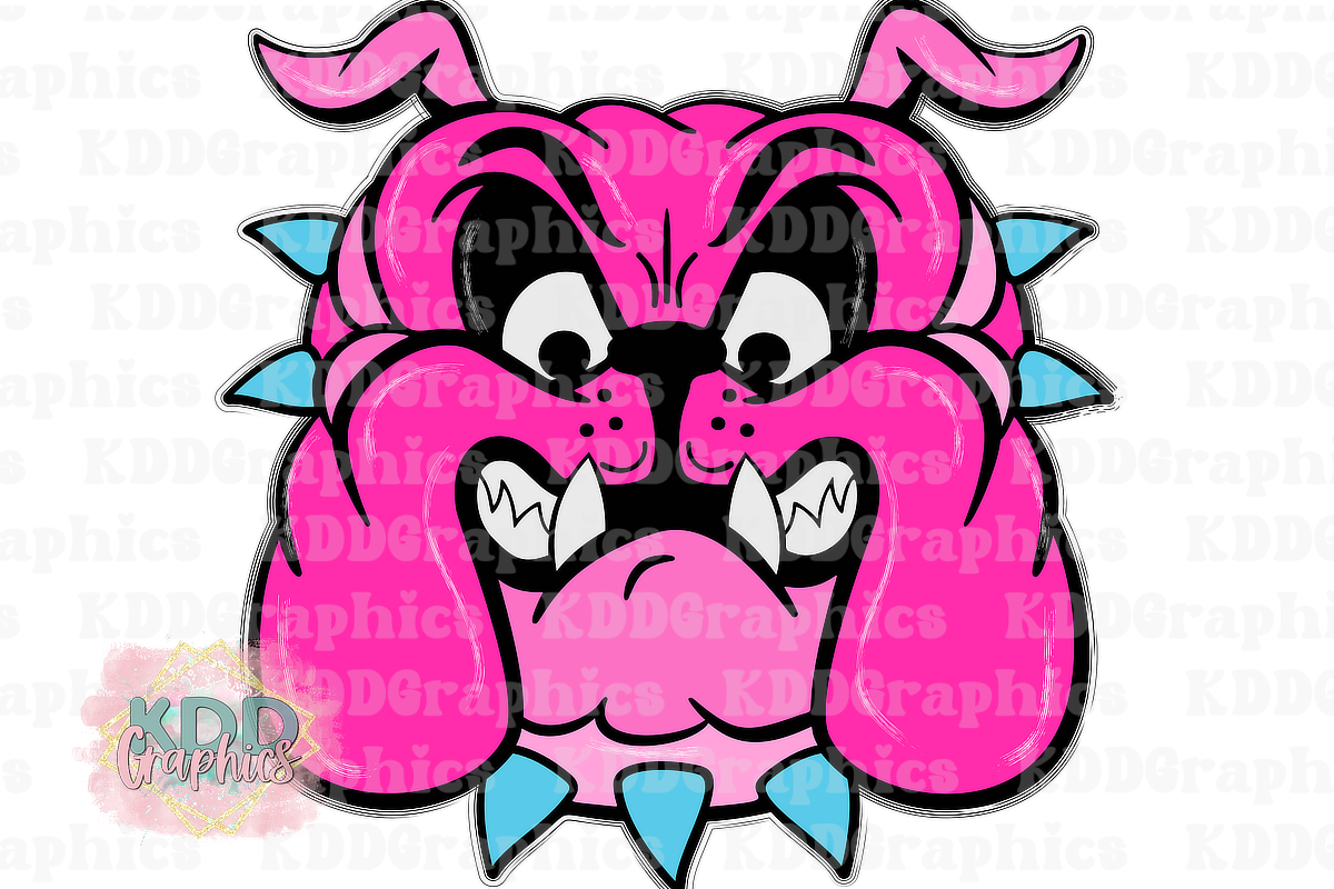 Preppy Pink Bulldog Mascot Head - Bulldogs School Spirit PNG