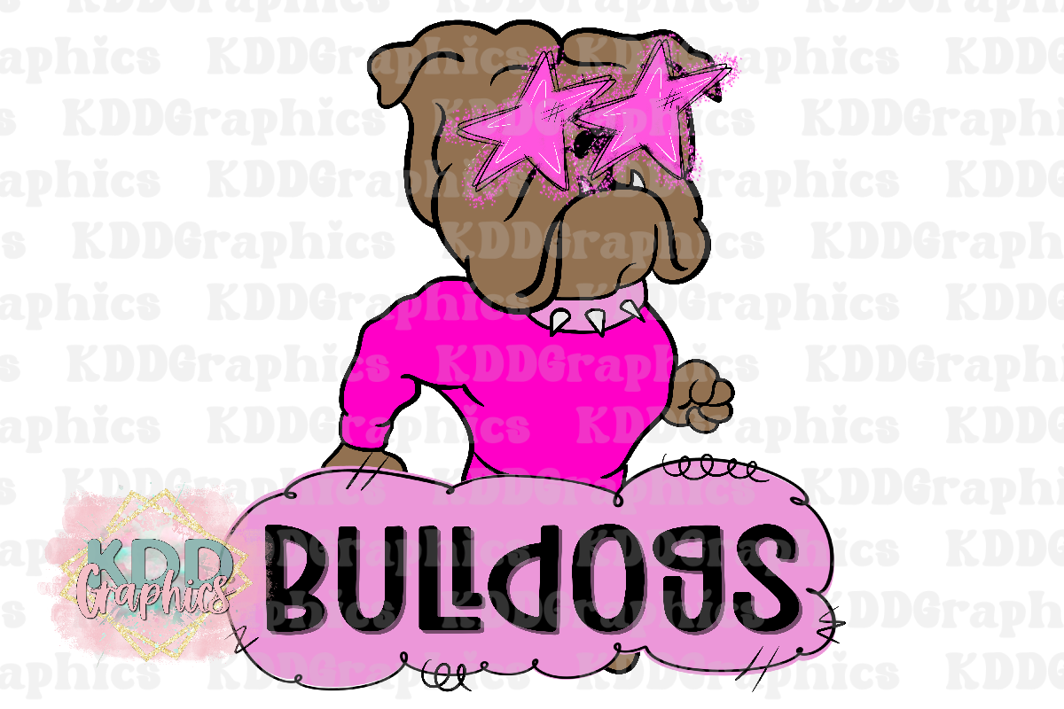 Preppy Pink Bulldogs - Bulldog Mascot - School Spirit PNG