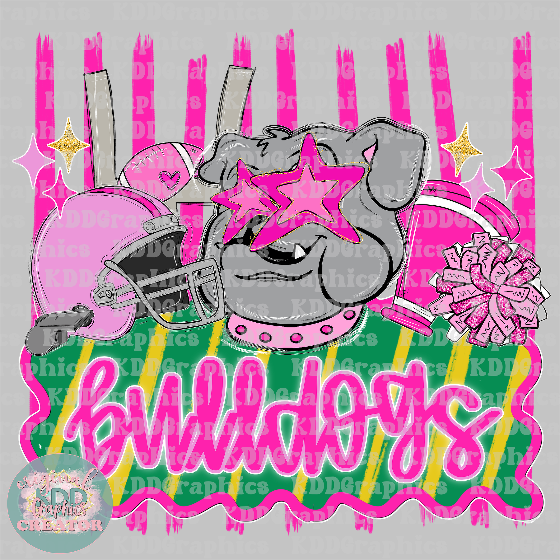 Preppy Pink Bulldogs Mascot - Bulldog School Spirit PNG
