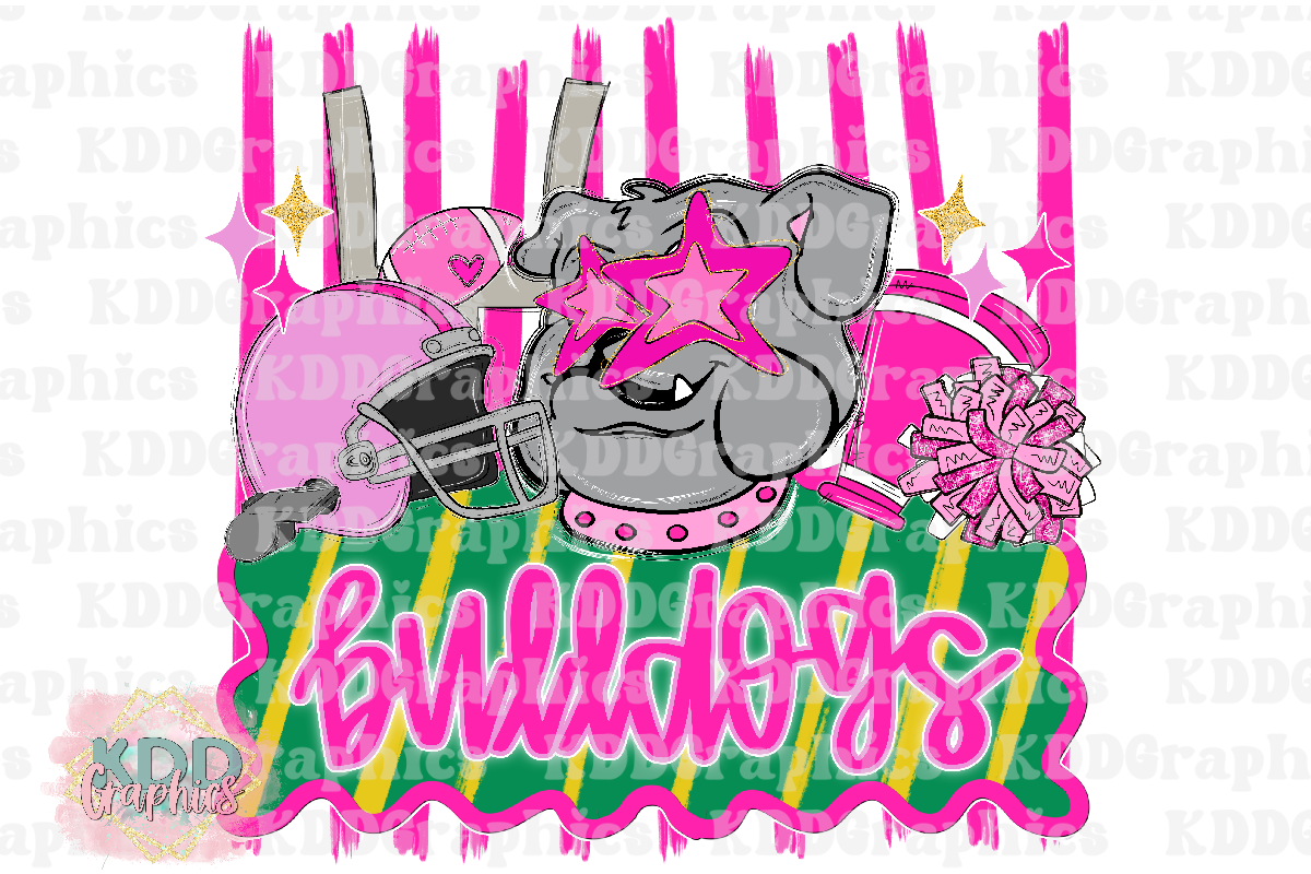 Preppy Pink Bulldogs Mascot - Bulldog School Spirit PNG