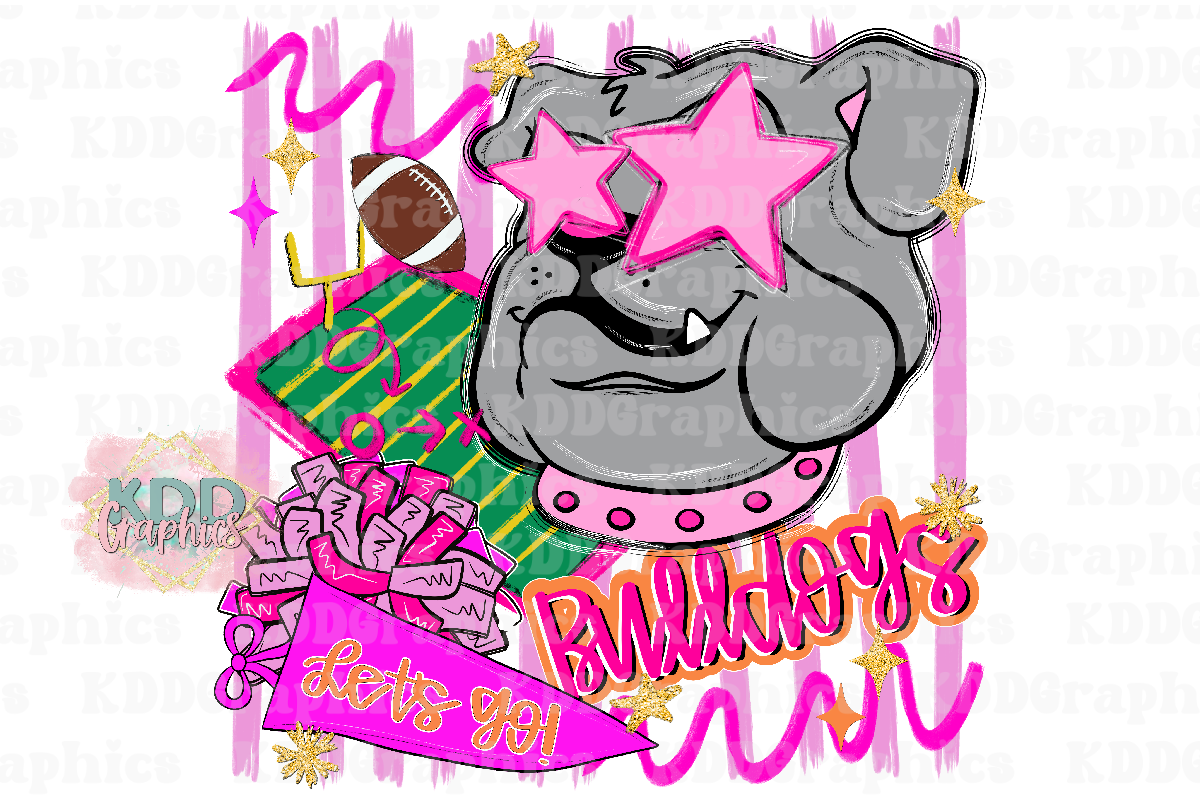 Preppy Pink Bulldogs Mascot - Bulldog School Spirit PNG