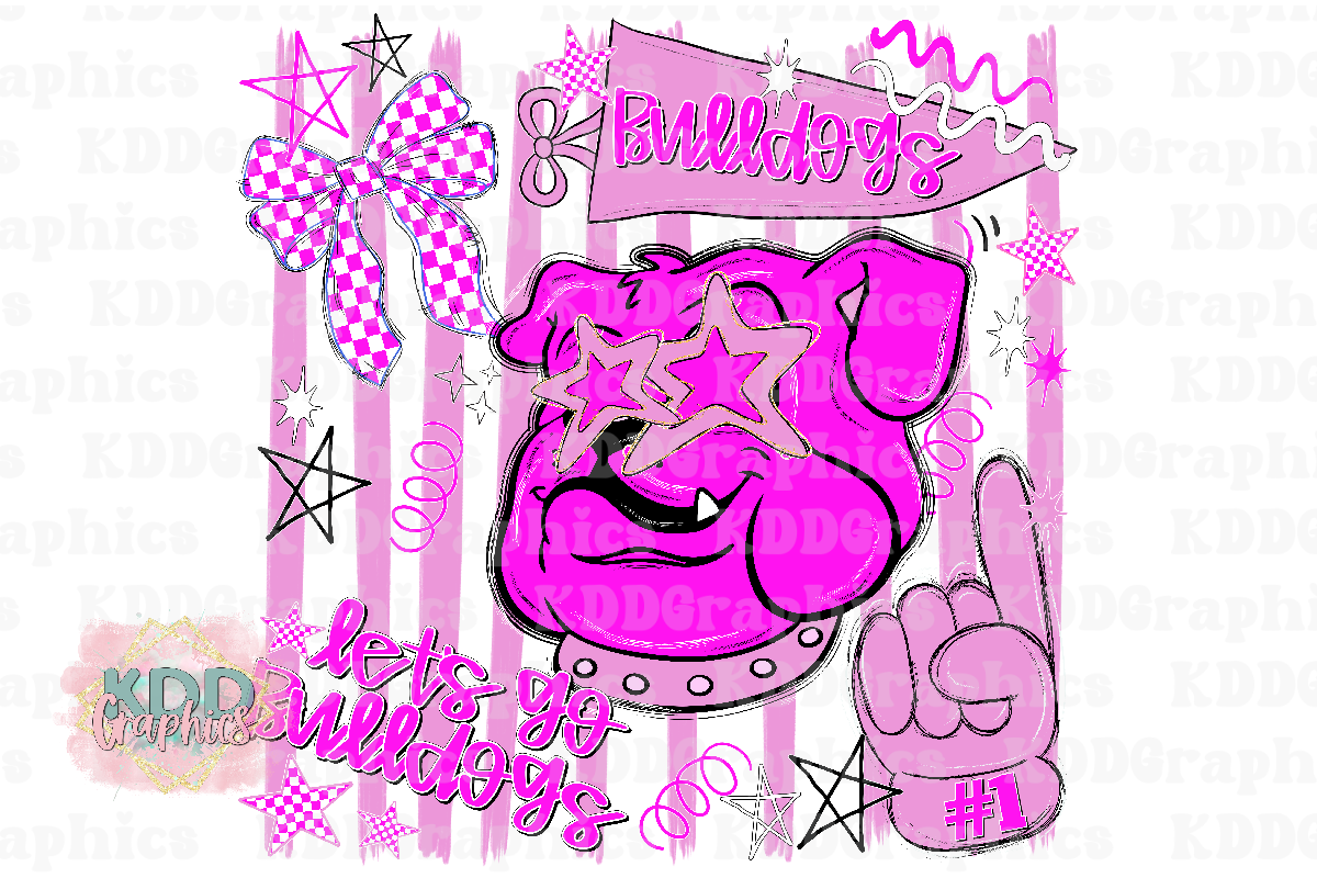 Preppy Pink Bulldogs Mascot - Bulldog School Spirit PNG