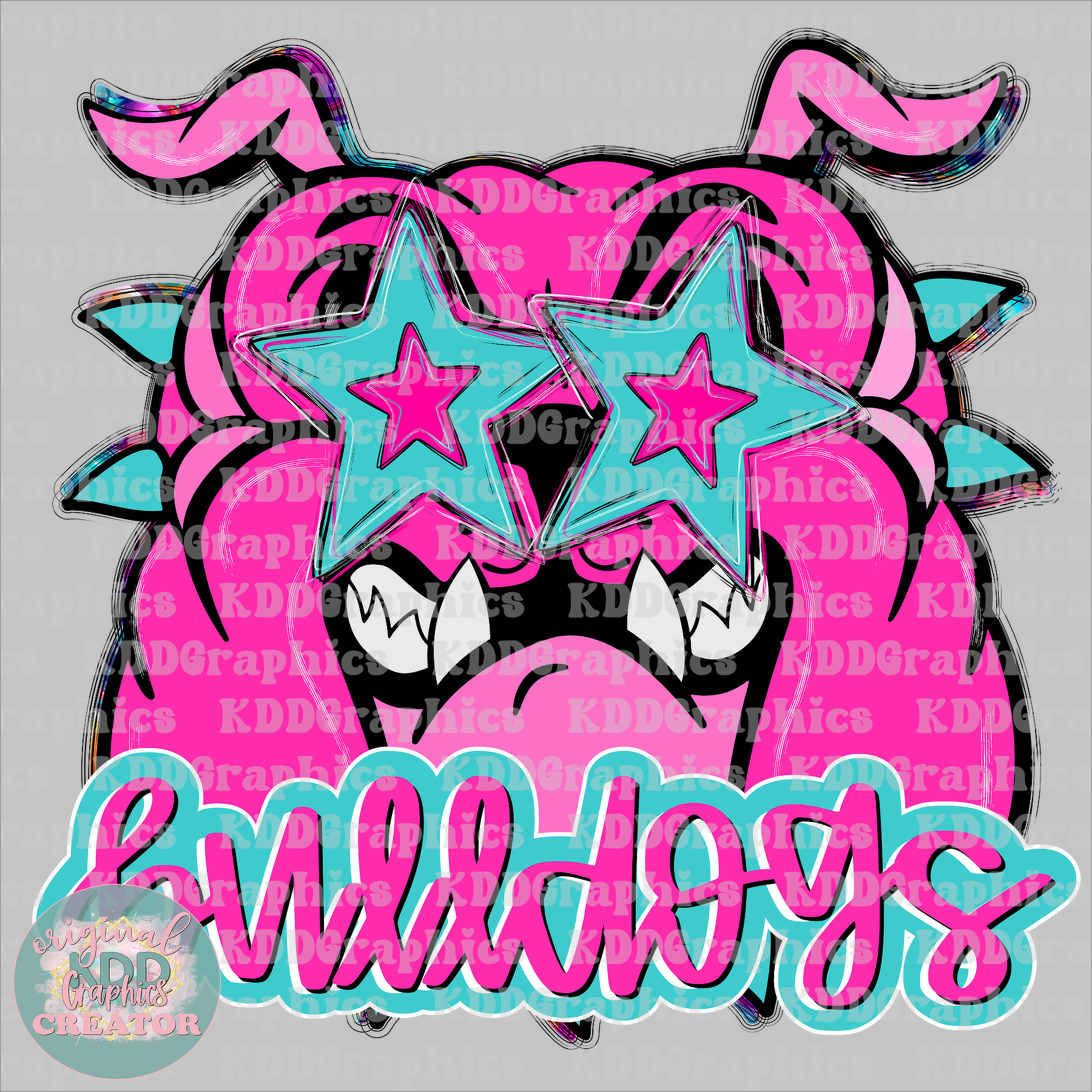 Preppy Pink Bulldogs Mascot - Bulldog School Spirit PNG