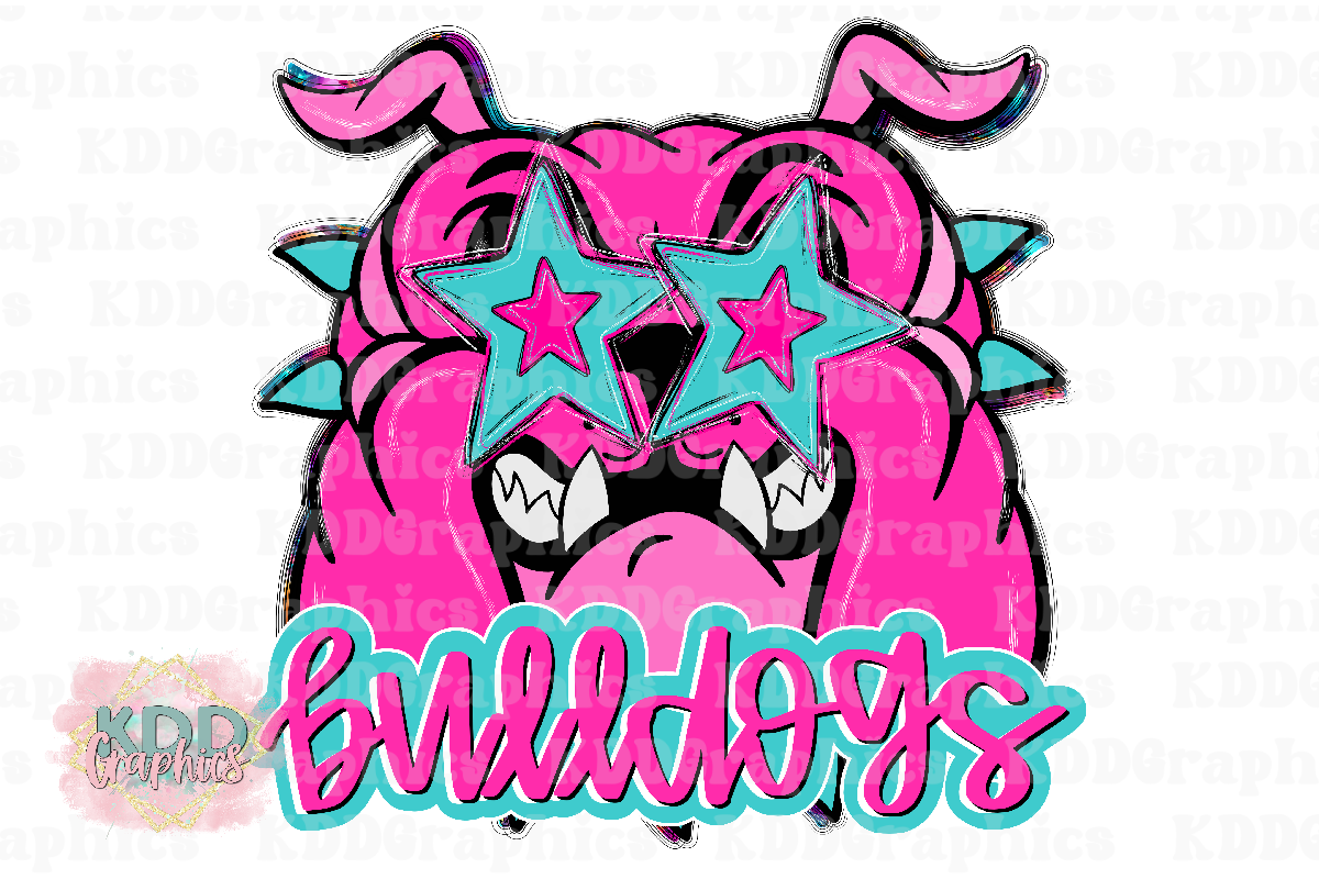 Preppy Pink Bulldogs Mascot - Bulldog School Spirit PNG