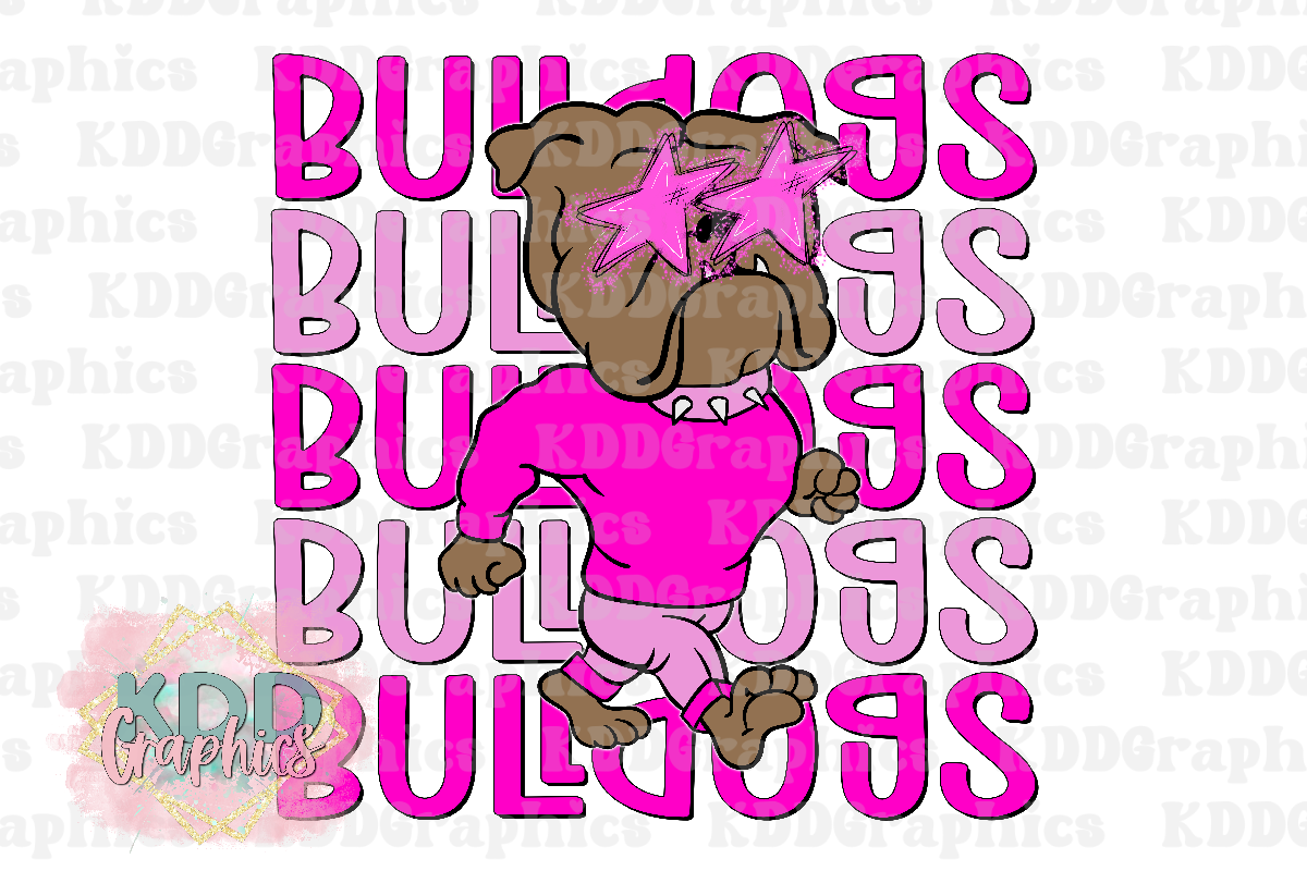 Preppy Pink Bulldogs Mascot - Bulldog School Spirit PNG