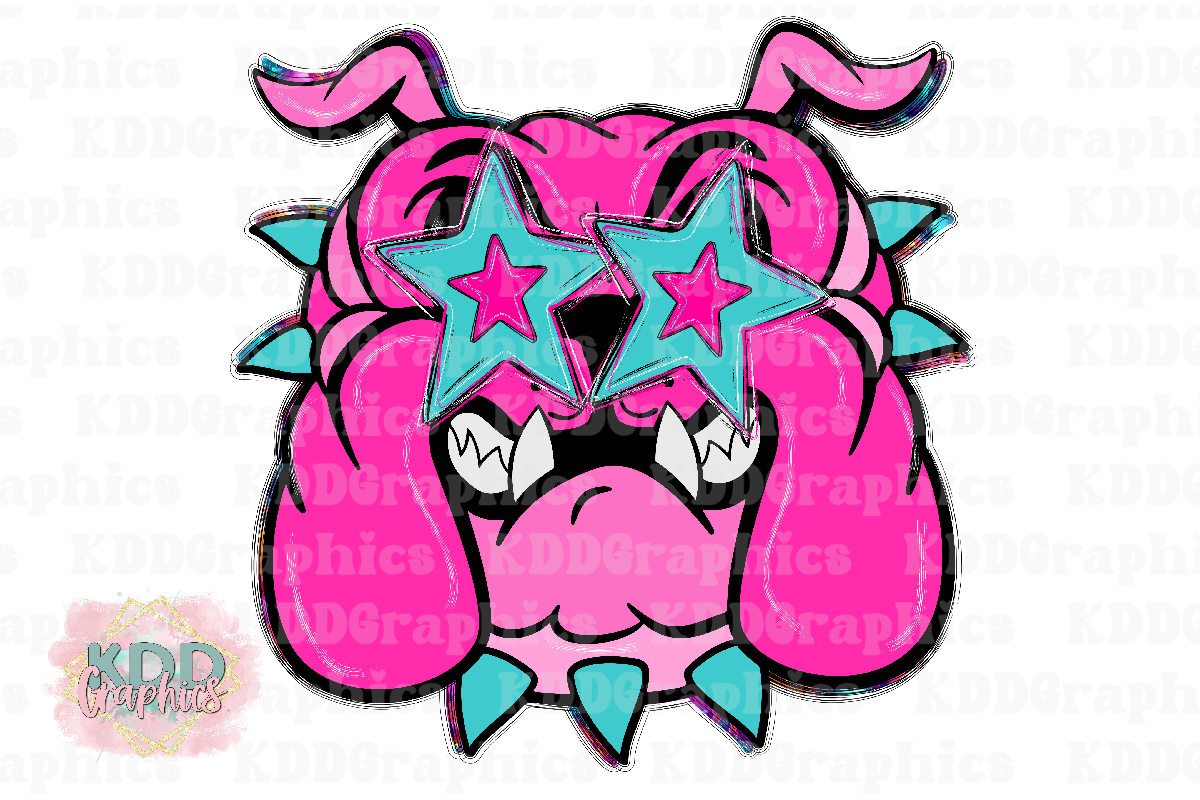 Preppy Pink Bulldogs Mascot Head - Bulldog School Spirit PNG