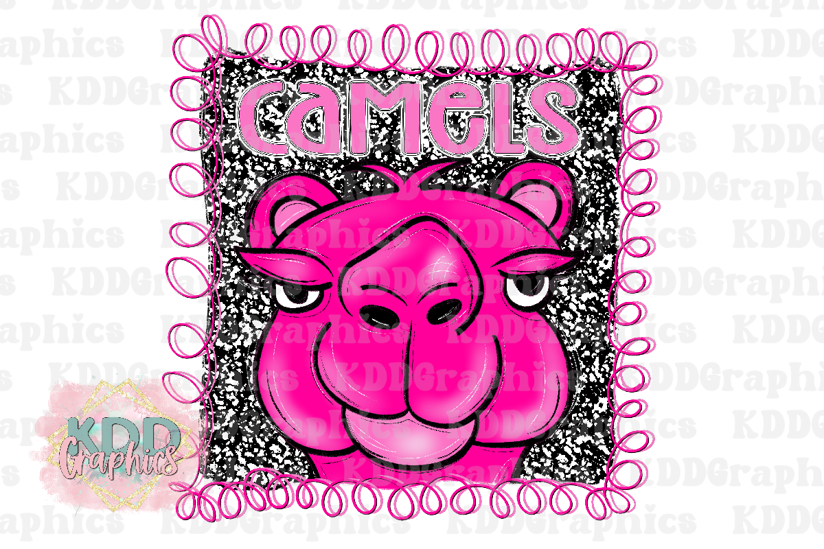 Preppy Pink Camel Mascot Head - Camels School Spirit PNG