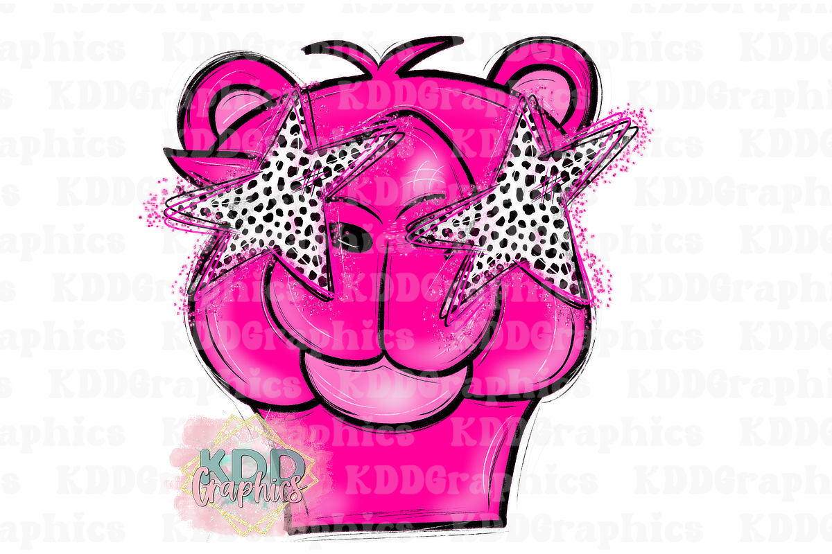 Preppy Pink Camel Mascot Head - Dots Star Eyes - Camels School Spirit PNG