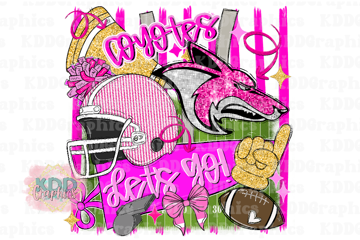 Preppy Pink Coyote Mascot - Football Stadium Cheer - Coyotes School Spirit PNG