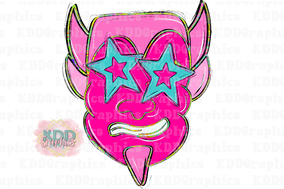 Preppy Pink Devil Head PNG - Devils Mascot PNG - School Spirit