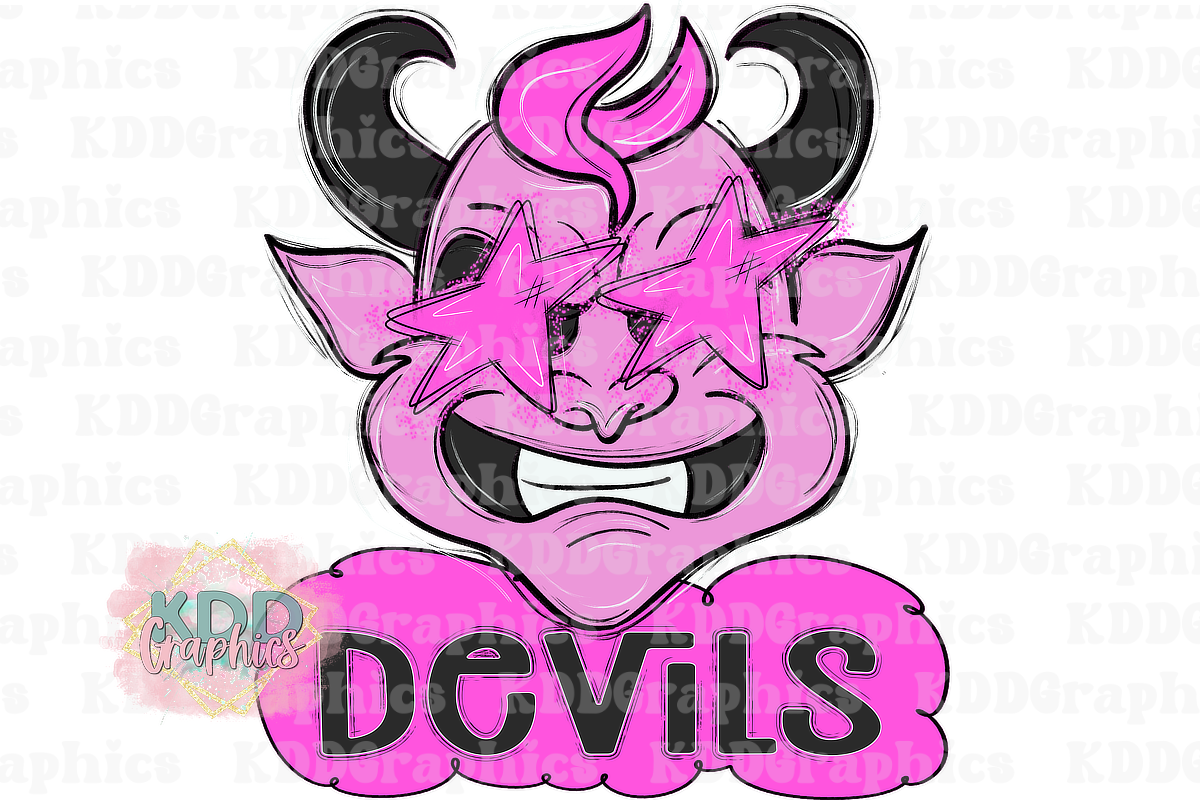 Preppy Pink Devils - Star Eyes - School Spirit PNG