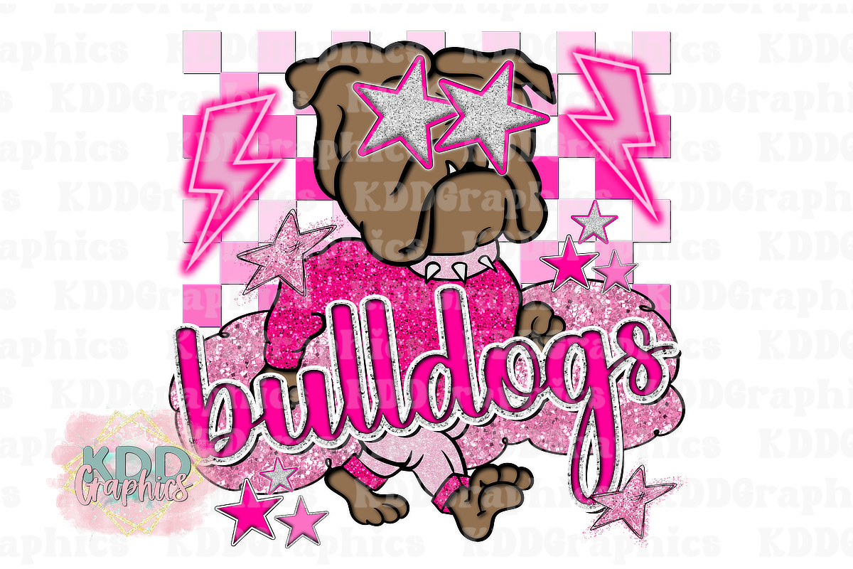 Preppy Pink Glitter Bulldogs Mascot Standing - Bulldog School Spirit PNG