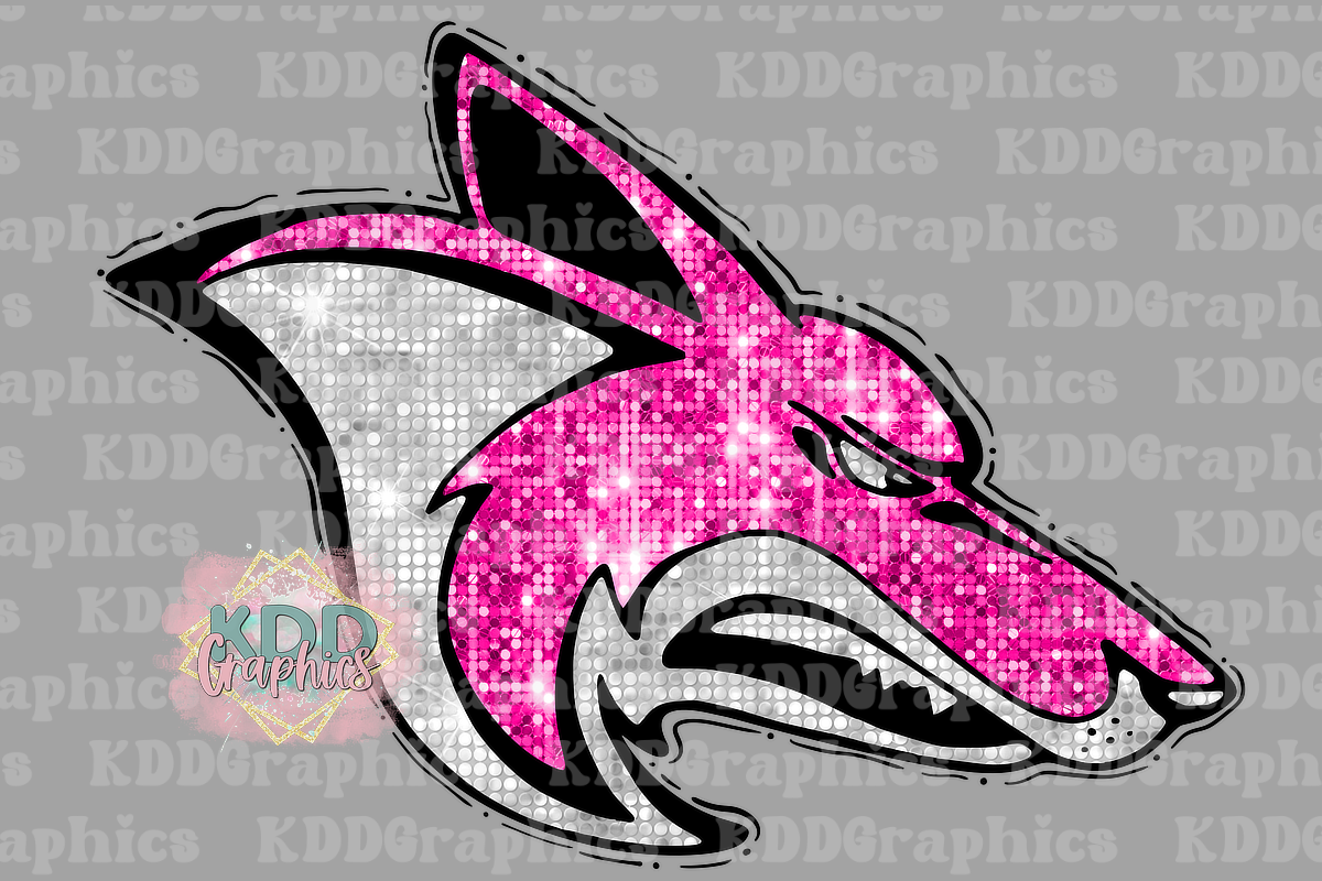 Preppy Pink Glitter Coyote Mascot Head - Coyotes School Spirit PNG