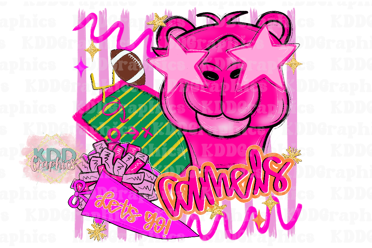 Preppy Pink Let's Go Camels Mascot - Camel School Spirit PNG