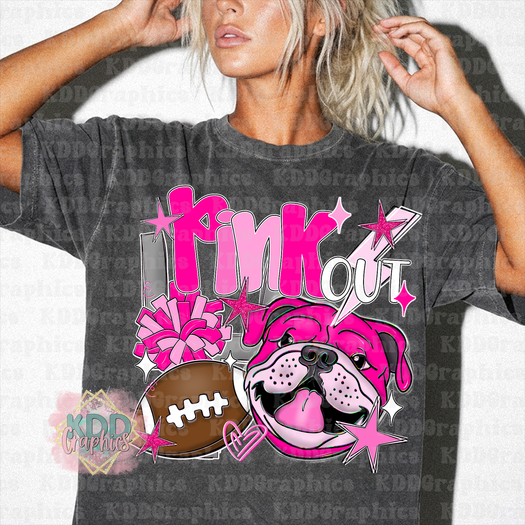 Preppy Pink Out Bulldogs Mascot - Bulldog School Spirit PNG