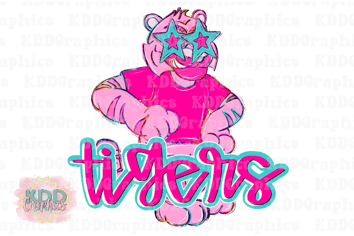 Preppy Pink Tigers Mascot PNG - School Spirt