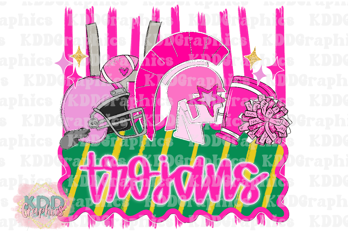 Preppy Pink Trojans Mascot - Cheer Football - Trojan School Spirit PNG