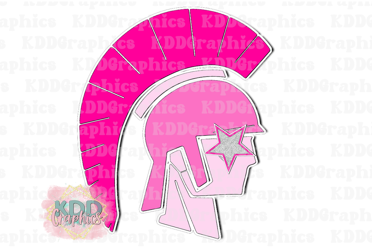 Preppy Pink Trojans Mascot Head - Star Eyes - Trojan School Spirit PNG