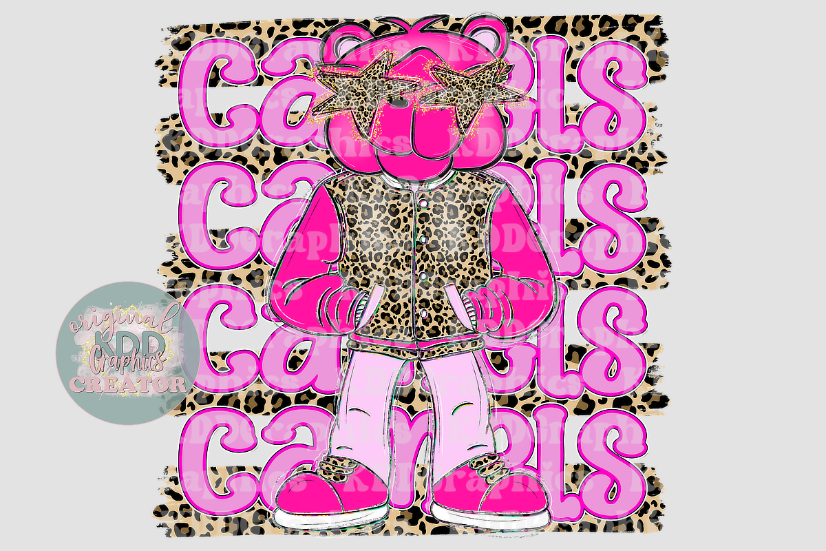 Preppy Pink Varsity Camel Mascot - Cheetah Brushstrokes - Camels School Spirit PNG