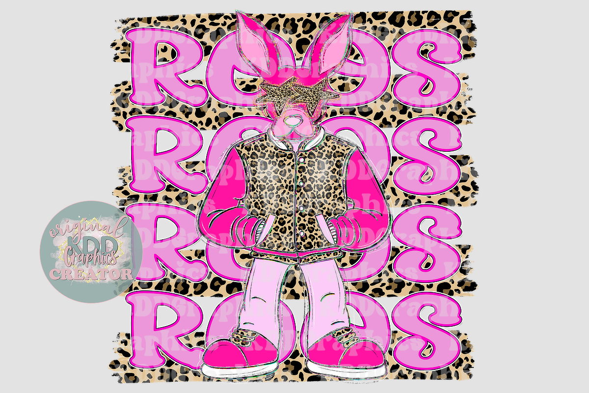 Preppy Pink Varsity Roo Mascot - Cheetah Brushstrokes - Roos Kangaroos School Spirit PNG