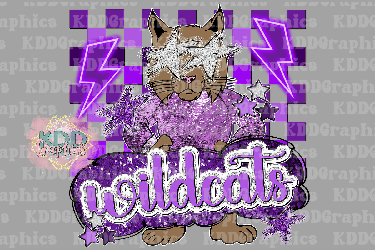 Preppy Purple Wildcats Mascot Standing - Wildcats School Spirit PNG