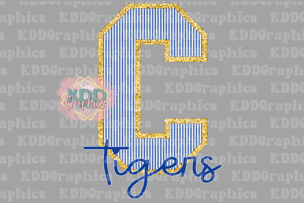 Preppy Seersucker "C" Tigers - Tiger School Spirit PNG