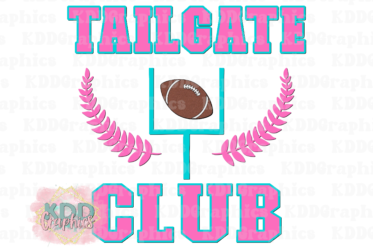 Preppy Tailgate Club - Pink Laurel Leaf Football Design PNG