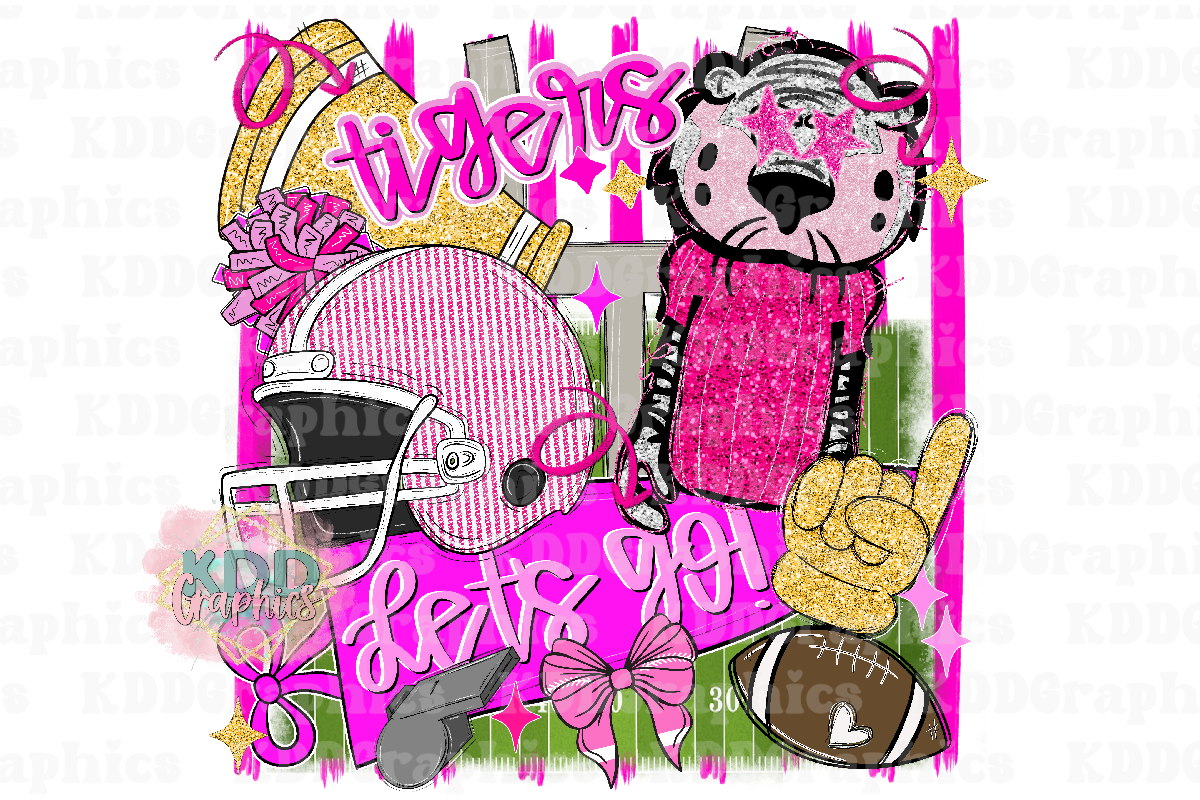 Preppy Tigers Football Cheer Mascot - Tiger School Spirit PNG