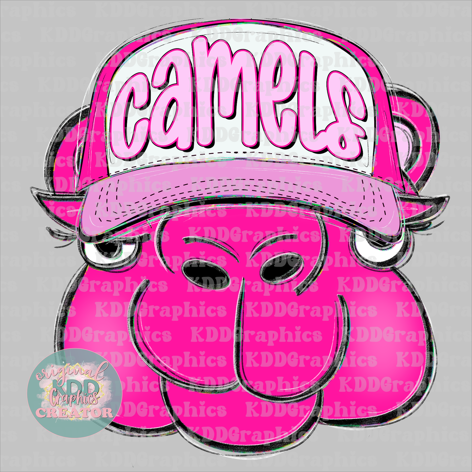 Preppy Trucker Hat Doodles Camel Mascot - Camels School Spirit PNG