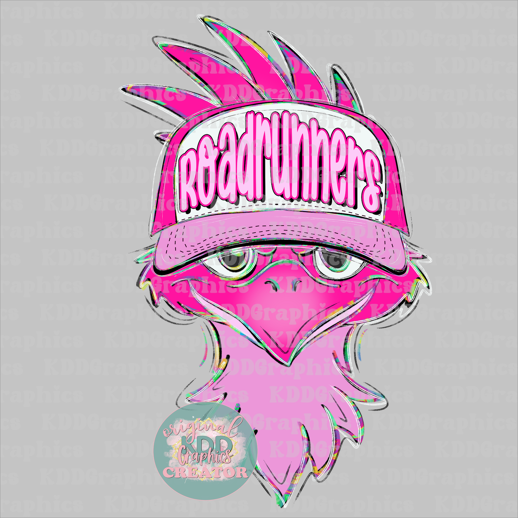 Preppy Trucker Hat Doodles Roadrunner Mascot - Roadrunners School Spirit PNG