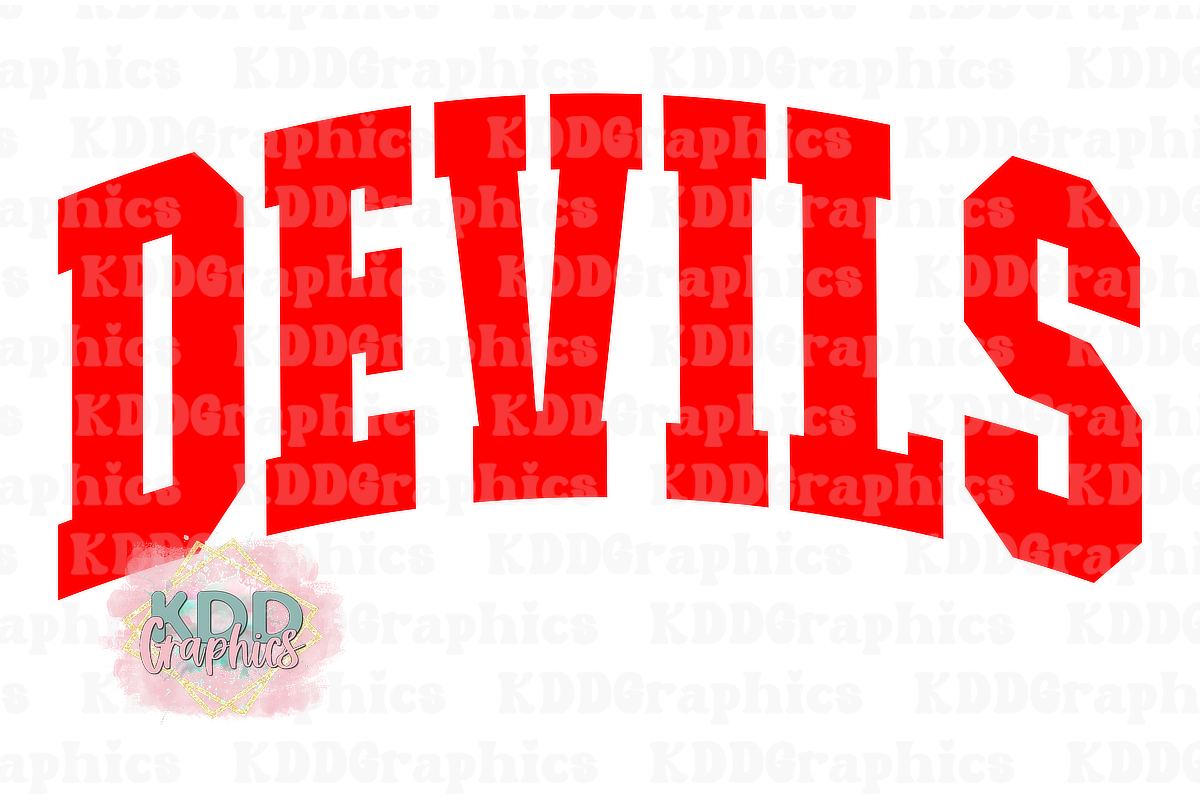 Red Devils - Arched Varsity - Red Devil School Spirit PNG