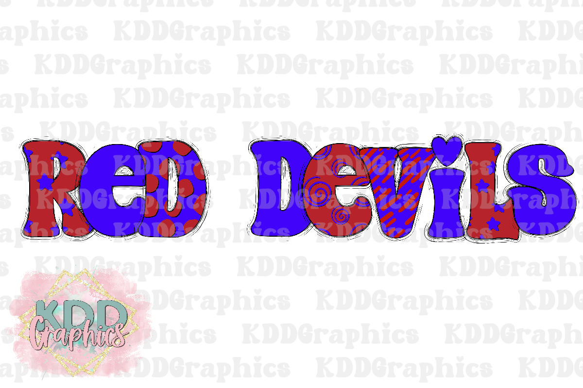 Red Devils - Red White Blue - Red Devil School Spirit PNG