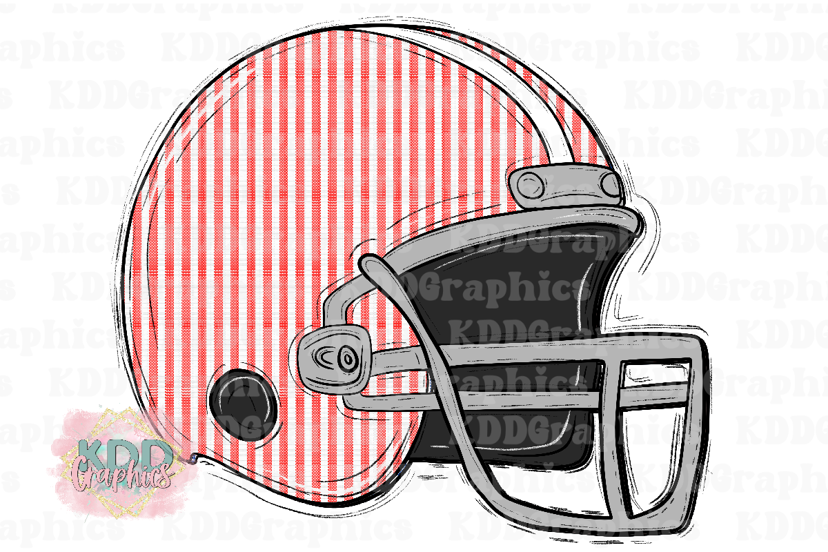 Red Football Helmet - Red Seersucker Doodle Football PNG