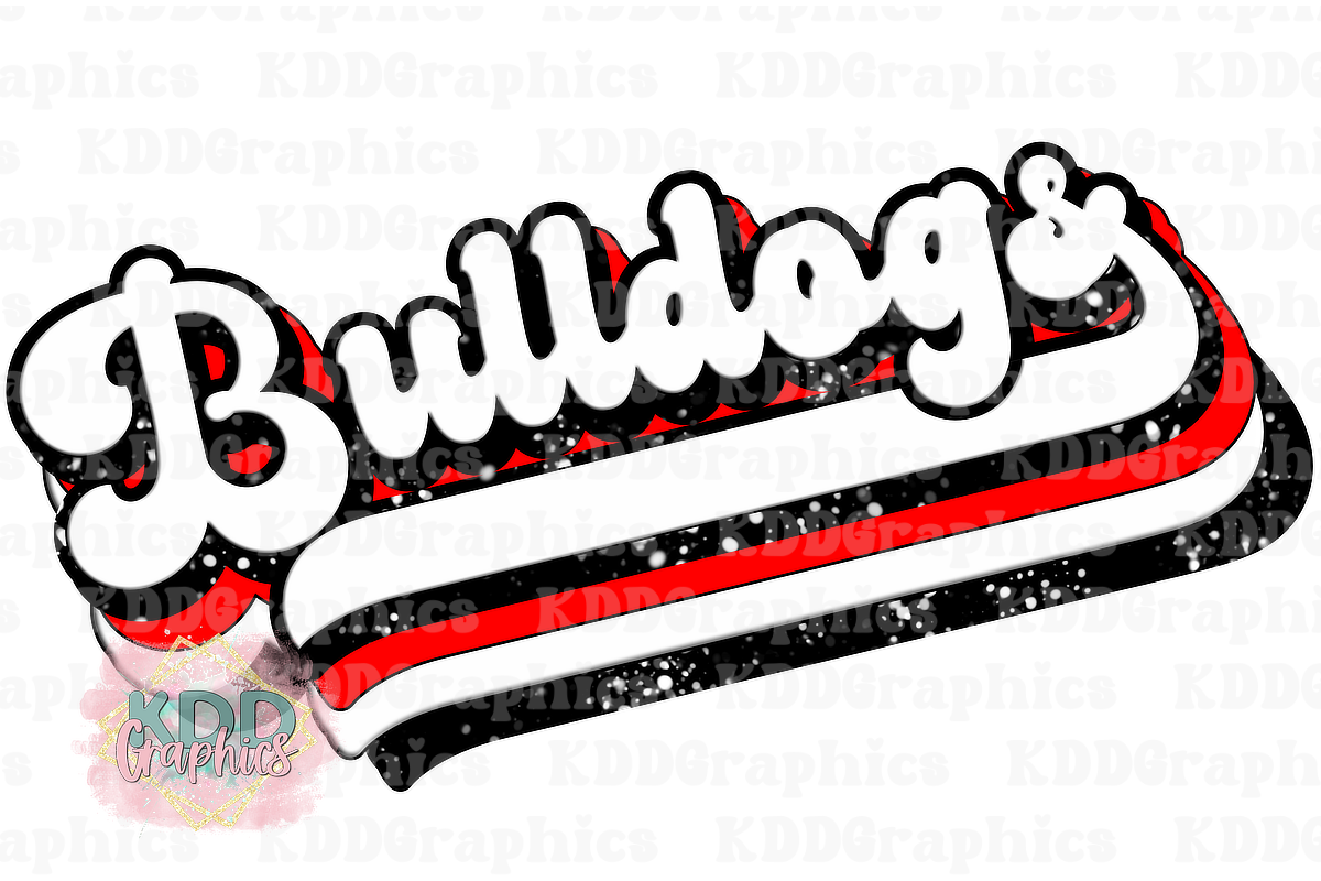 Retro Red Black Glitter Bulldogs - Bulldog School Spirit PNG