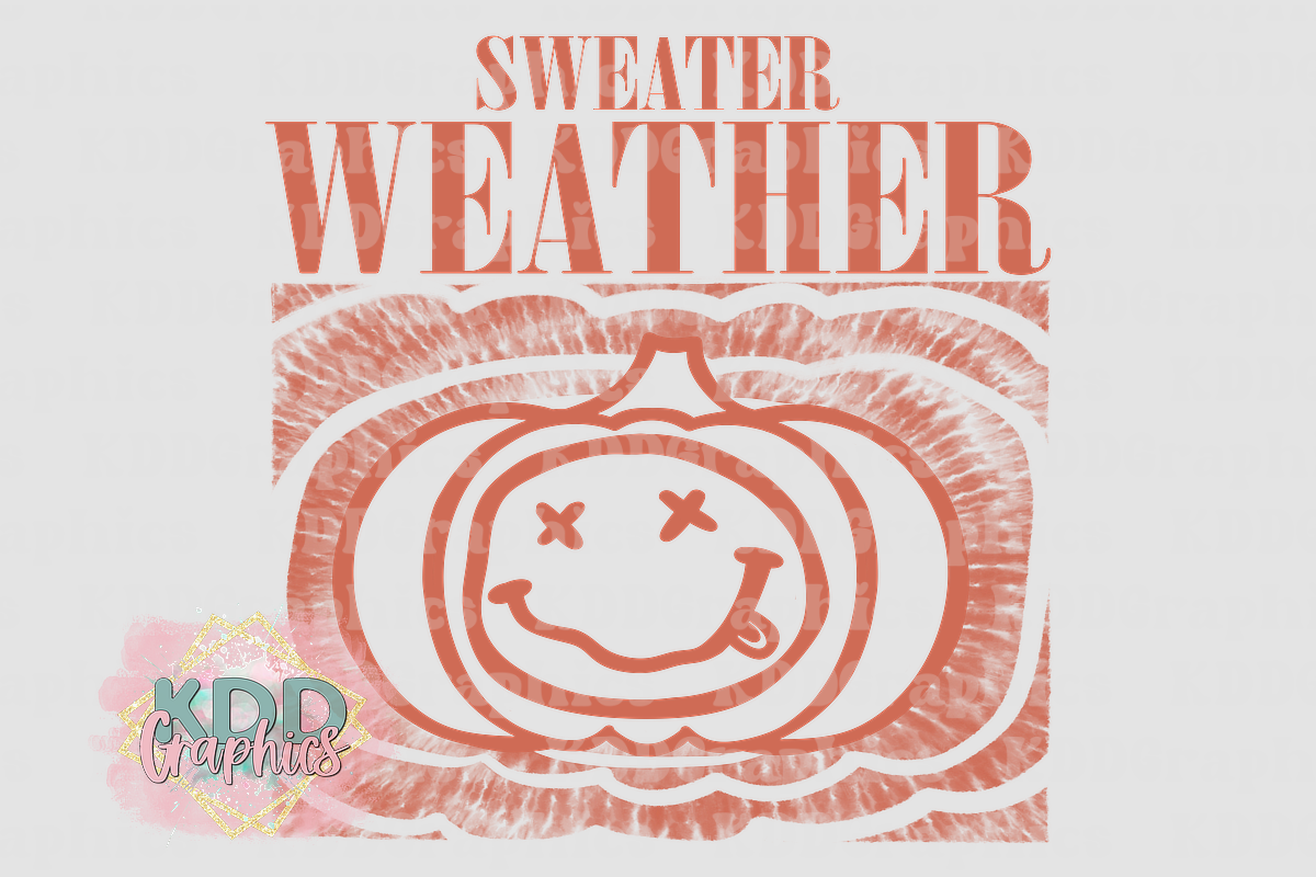 Sweater Weather Nirvana Smiley Face Pumpkin - Fall PNG