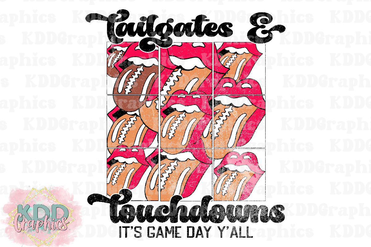 Tailgates and Touchdowns - It's Game Day Y'all Retro Vintage Football PNG