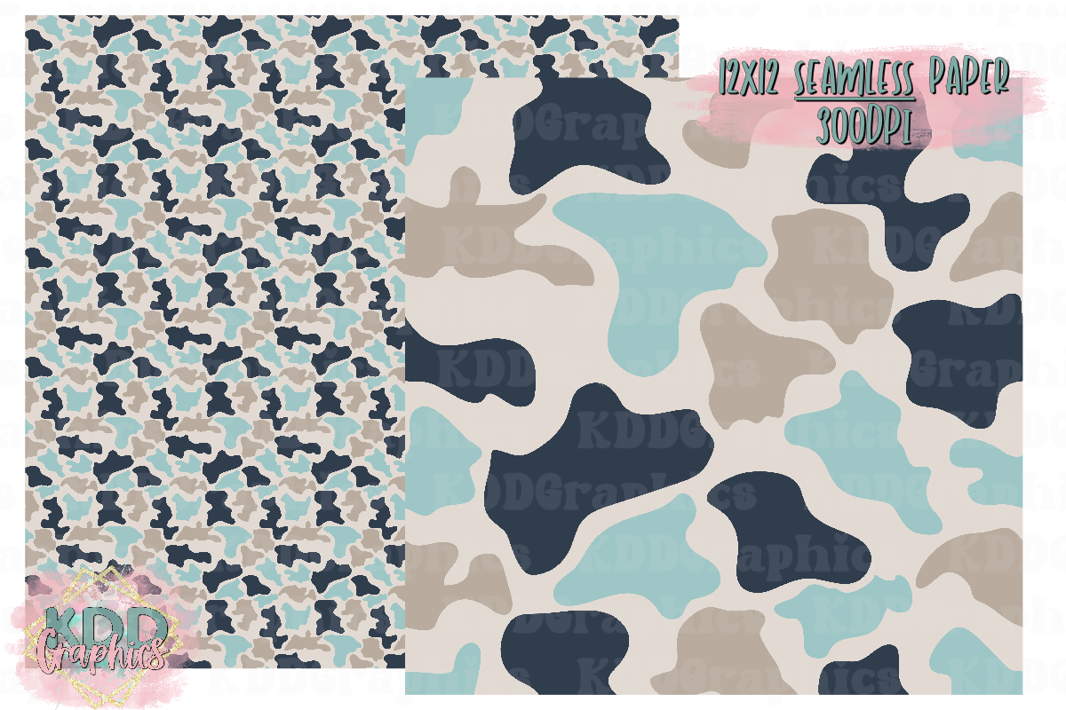 Tan Blue Dark Blue Duck Camo SEAMLESS Paper